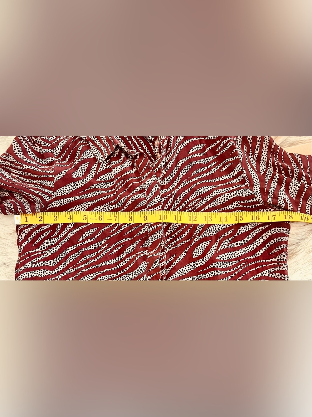 Boden 100% Silk Zebra Print Blouse Burgundy Button Front Long Sleeve Size 4 - Picture 8 of 11